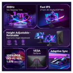 Koorui G2722P 27″ 2K QHD Gaming Monitor – 200Hz Fast IPS, 1ms, HDR400, Adaptive Sync - Image 4