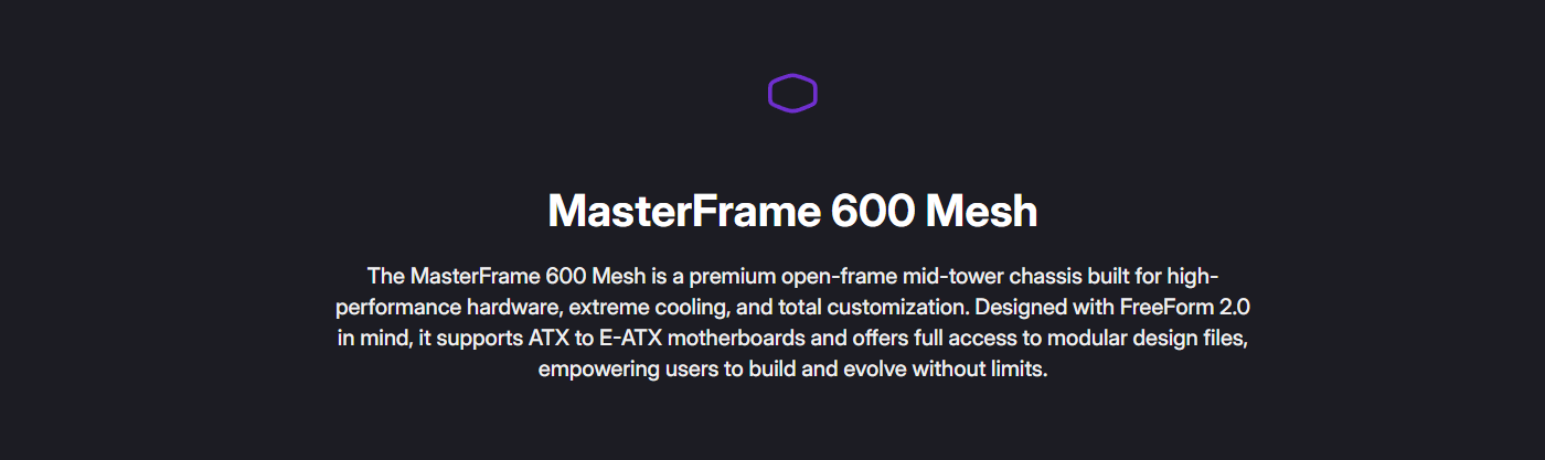 CoolerMaster Premium modular ATX case MasterFrame 600 Mesh