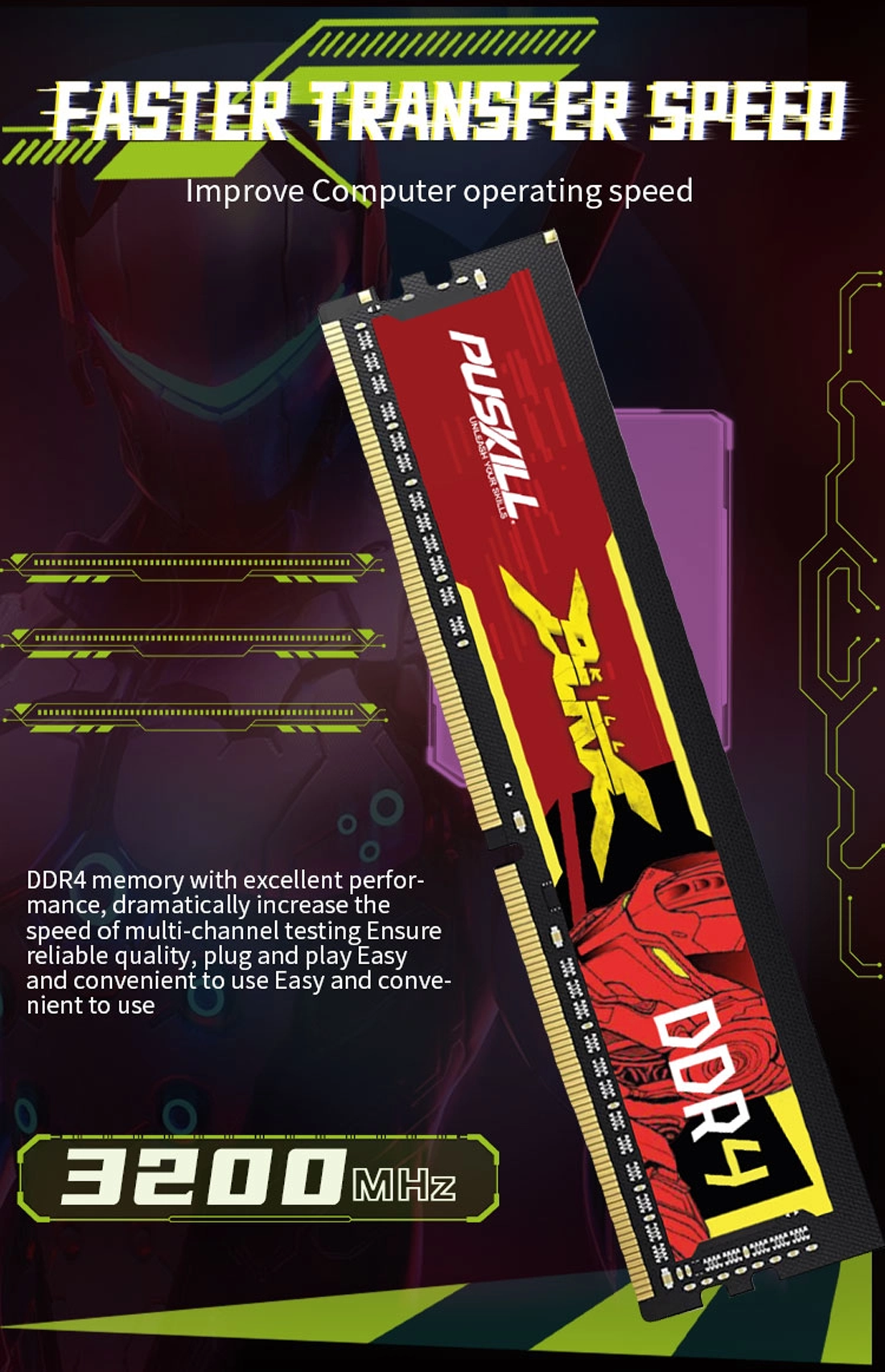PUSKILL 16GB DDR4 RAM