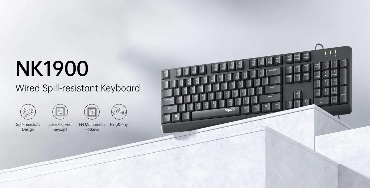 Rapoo NK1900 Spill Resistance Wired USB Keyboard