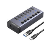 Hub UGREEN 7in1 USB-C, 7x USB-A 3.0 12V 2A (black) - Image 2