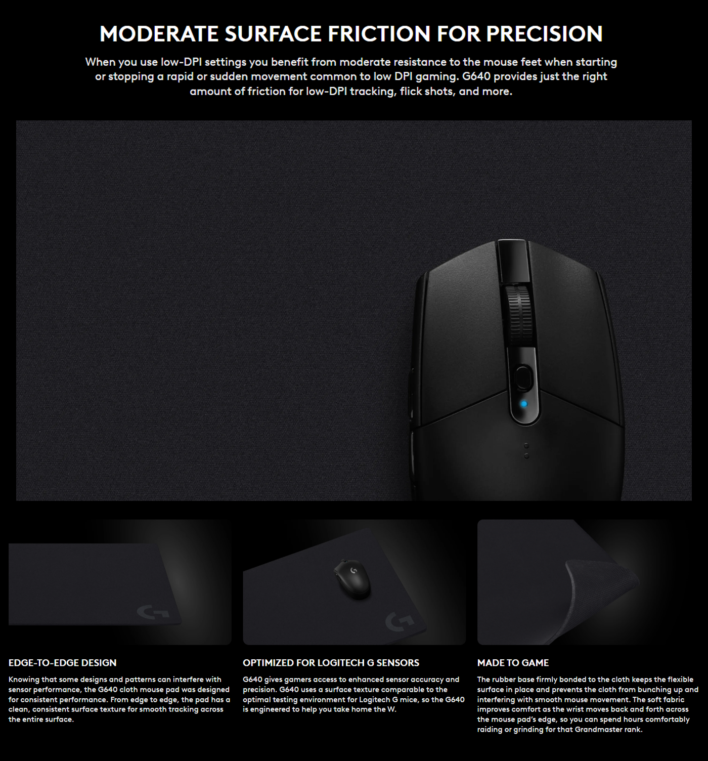 Logitech G640 Large Cloth Gaming Mouse Pad