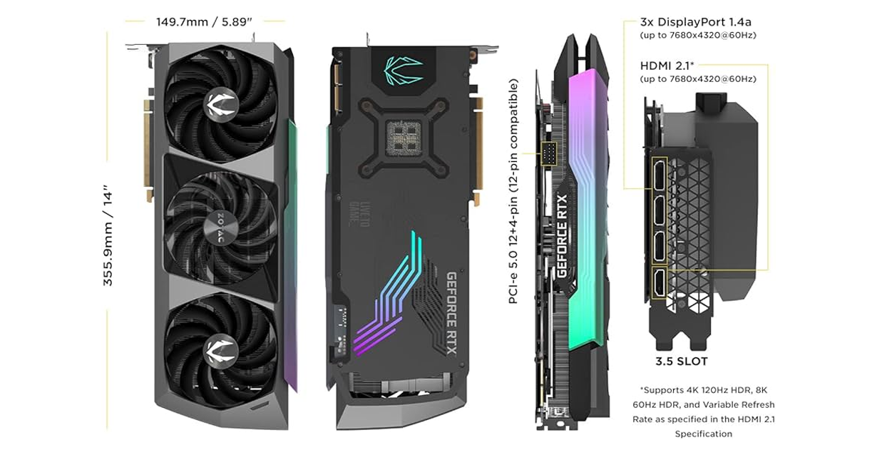 Zotac Gaming GeForce RTX 3090 AMP Extreme Holo 24GB 384 Bit GDDR6x Graphics Card-used