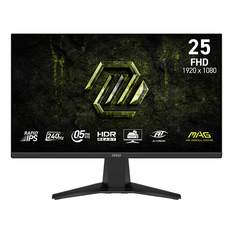 MSI MAG 255F X24 25-inch 1920 x 1080 (FHD) Gaming Monitor, 240Hz, IPS Panel, Adaptive-Sync, HDMI, DisplayPort, VESA Mountable, Tilt, 0.5ms, Black