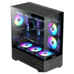 SONIC K10 ATX Gaming Case – Black with 3x Infinity Mirror Fans & Dual Tempered Glass