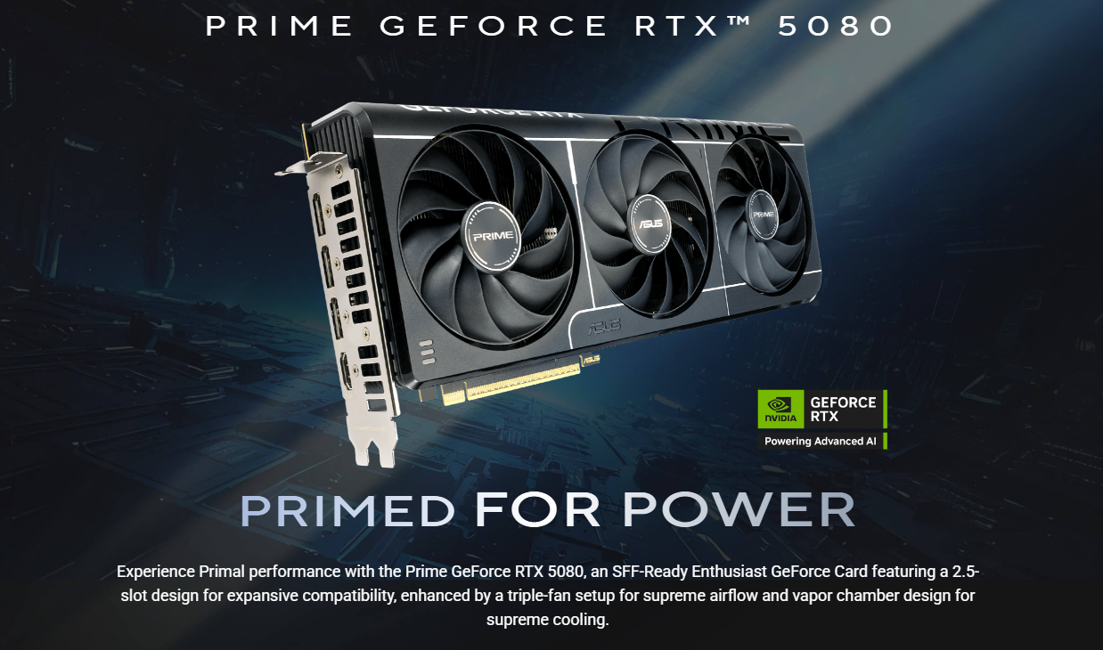 ASUS PRIME GeForce RTX™ 5080 16GB GDDR7 OC Edition