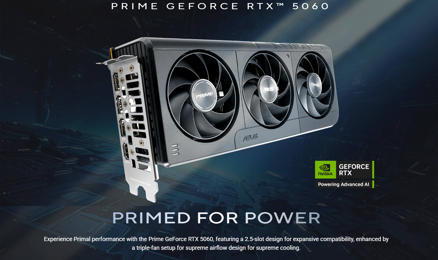 ASUS PRIME GeForce RTX™ 5060 8GB GDDR7 OC Edition