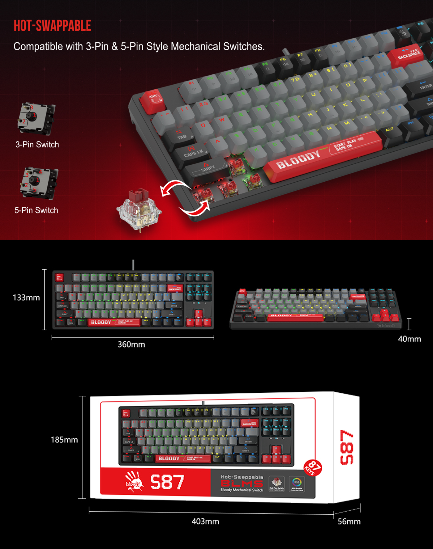Bloody S87 RGB Mechanical Keyboard
