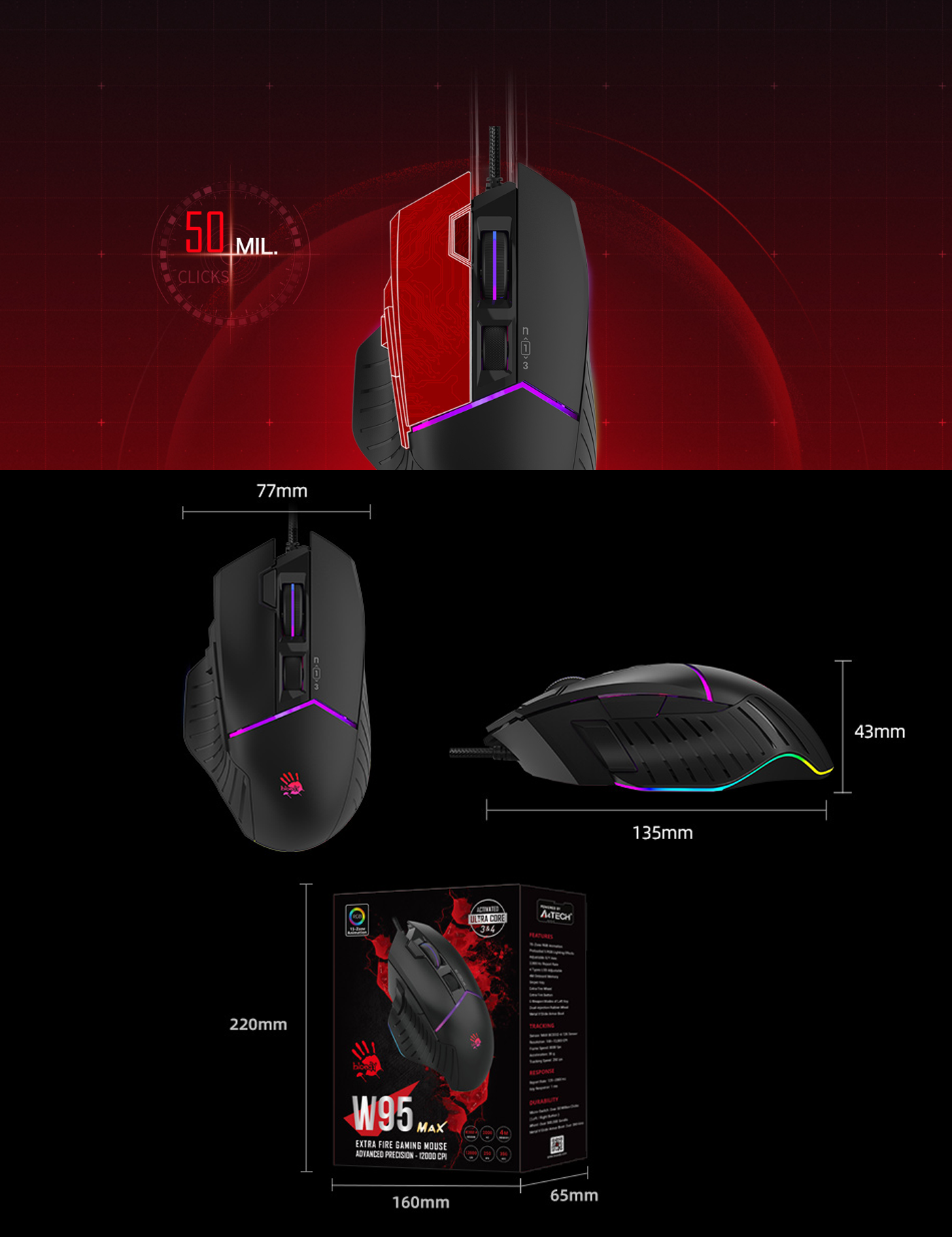 Bloody W95 Max Extra Fire Gaming Mouse