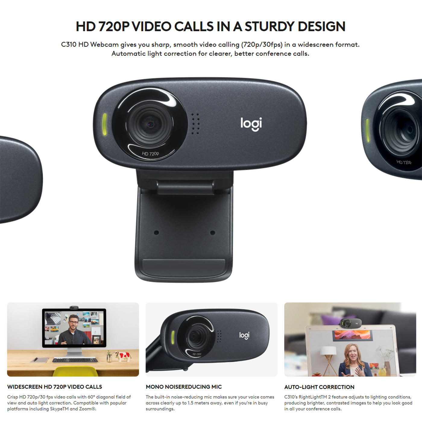 Logitech C310 HD Webcam 720p 30fps