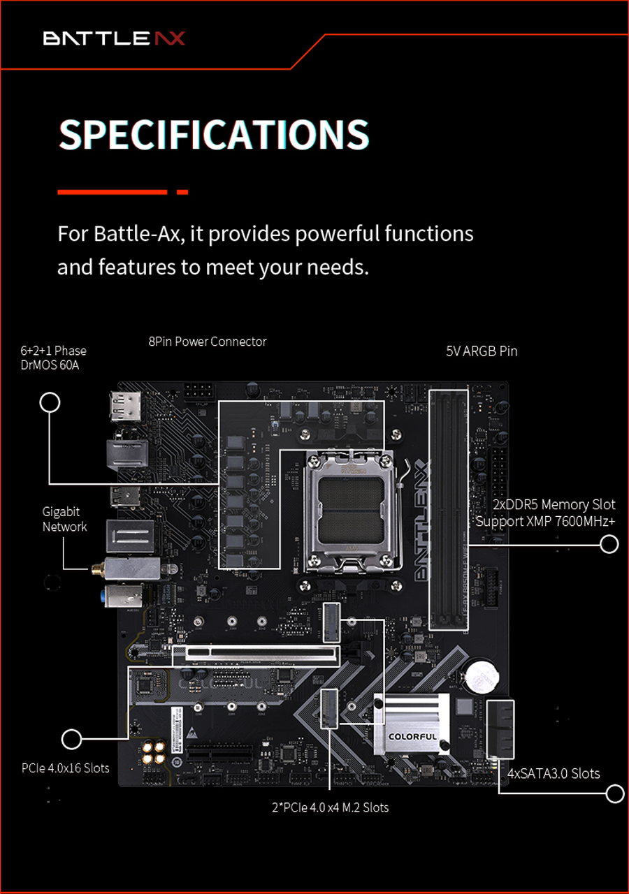Colorful Battle-Ax B650M-E Pro V14 DDR5 AM5 Motherboard