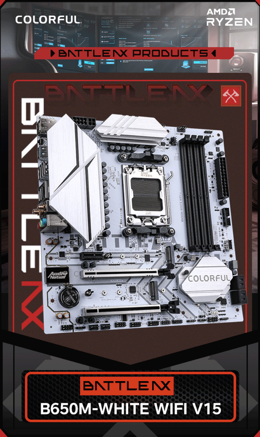 Colorful BATTLE-AX B650M-WHITE WIFI AM5 microATX Motherboard
