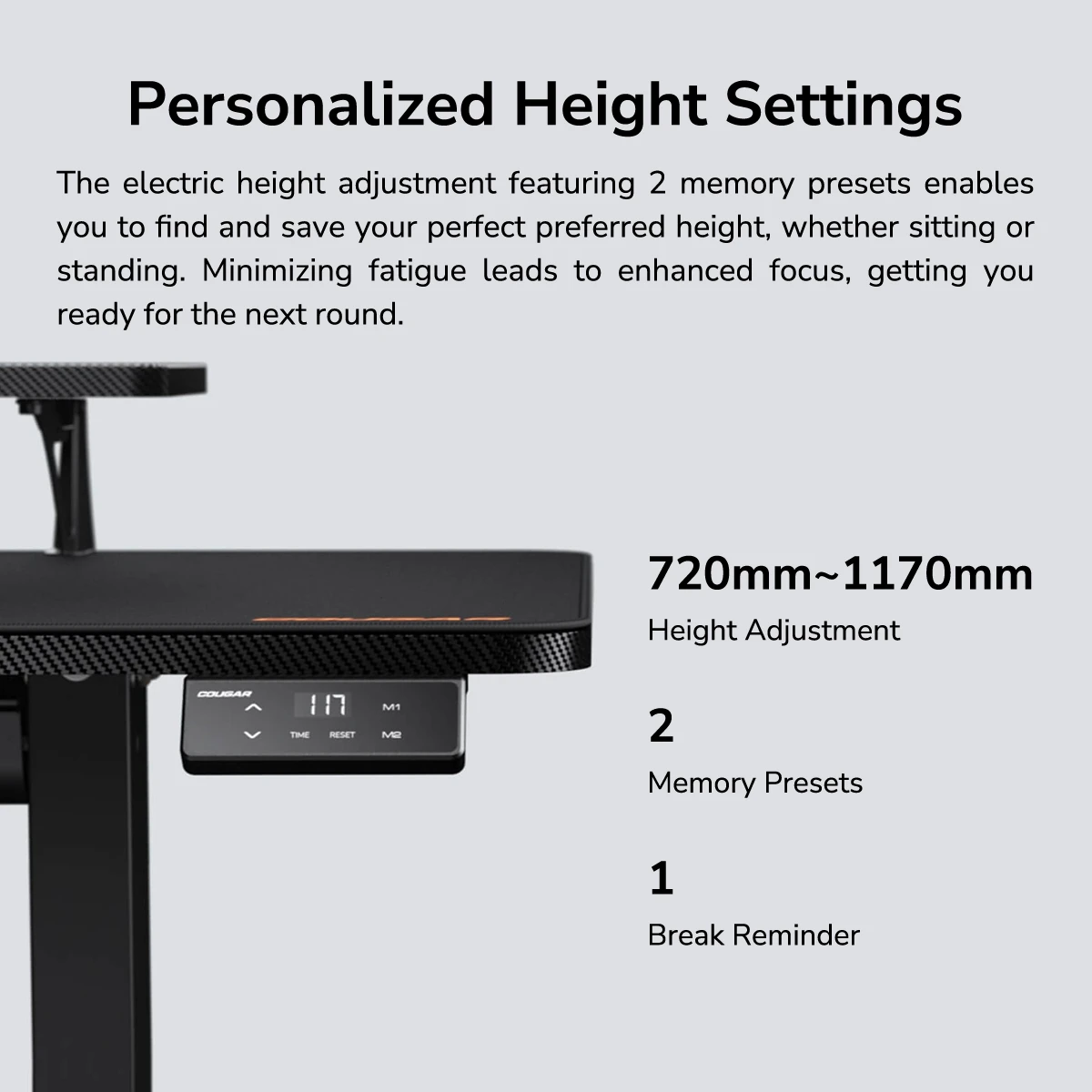 Cougar E-STAR 120 Electric Gaming Desk Black