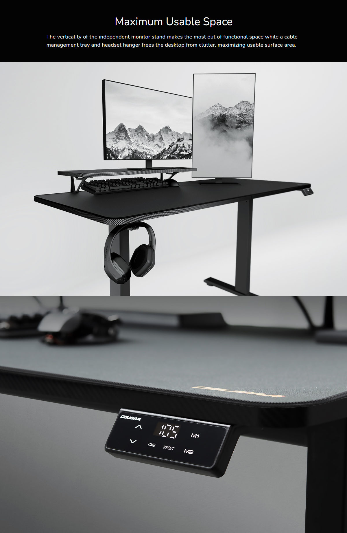 Cougar E-STAR 120 Electric Gaming Desk Black