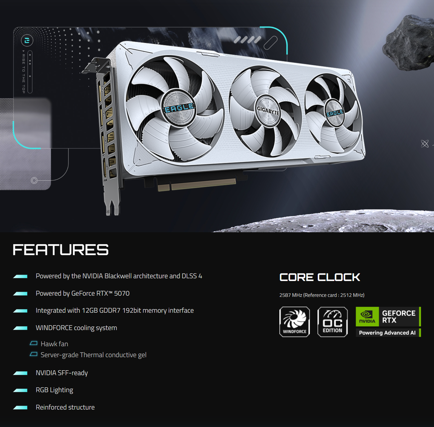 GIGABYTE GeForce RTX™ 5070 EAGLE WHITE OC ICE SFF 12G Graphics Card