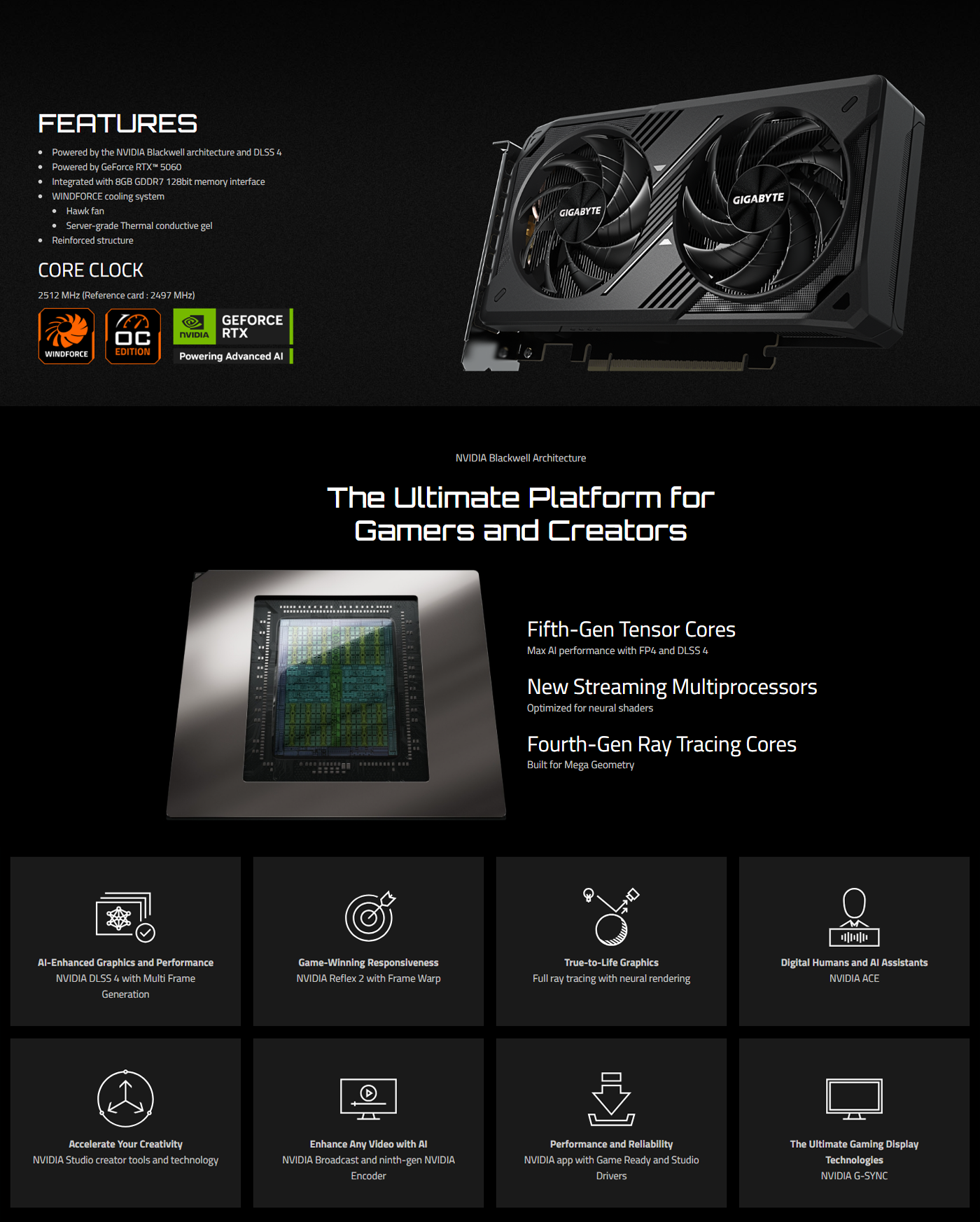 GIGABYTE GeForce RTX™ 5060 WINDFORCE MAX OC 8G