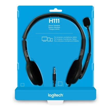 Logitech H111 Wired Headset – Noise-Cancelling Mic, 3.5mm Single Jack