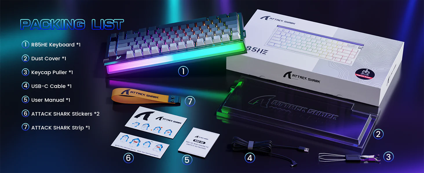 ATTACK SHARK R85 HE Rapid Trigger Keyboard Magnetic Switch with Custom Lightbox