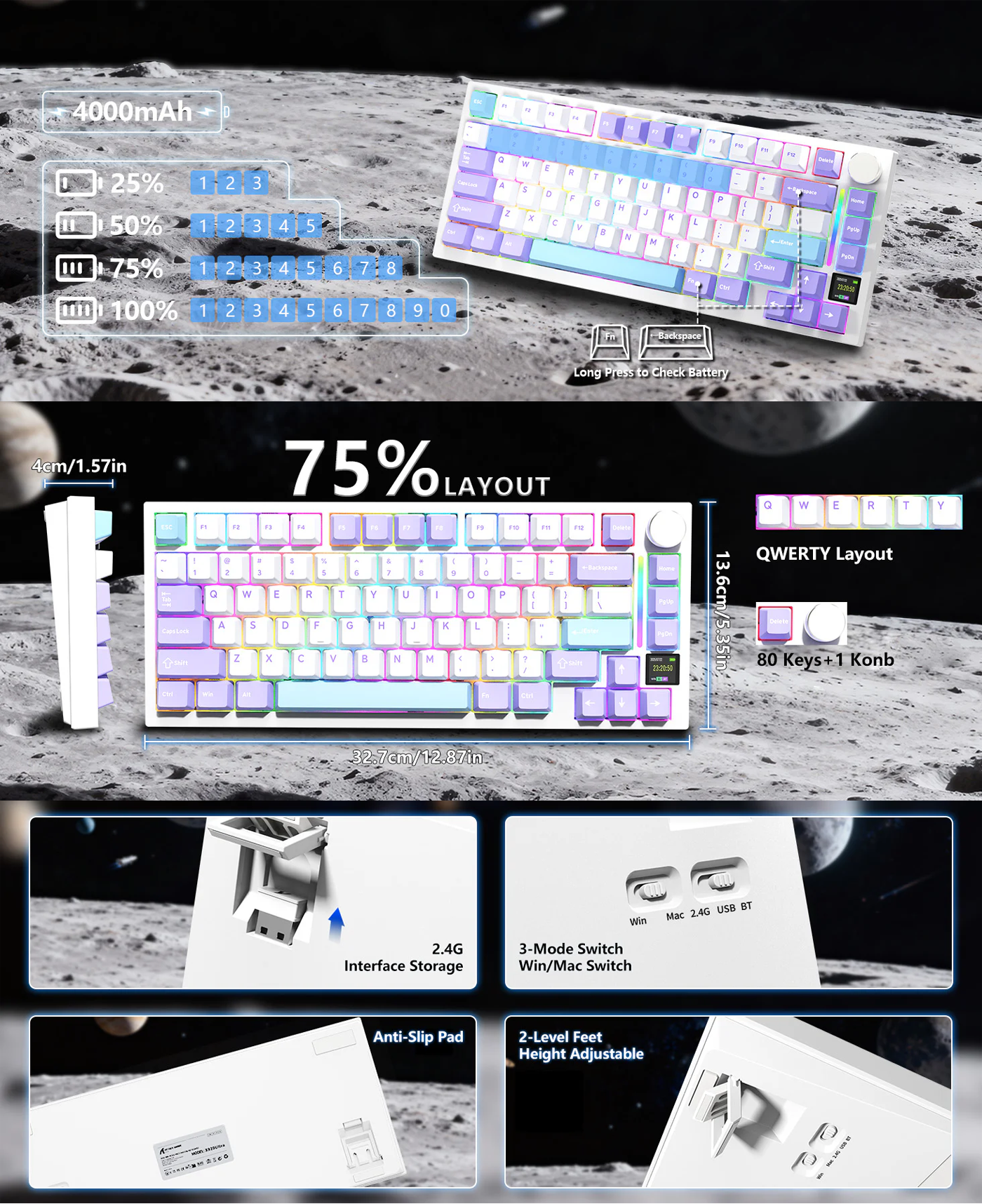 ATTACK SHARK X820Ultra Tri-mode Gasket Mechanical Keyboard - Shark Switch