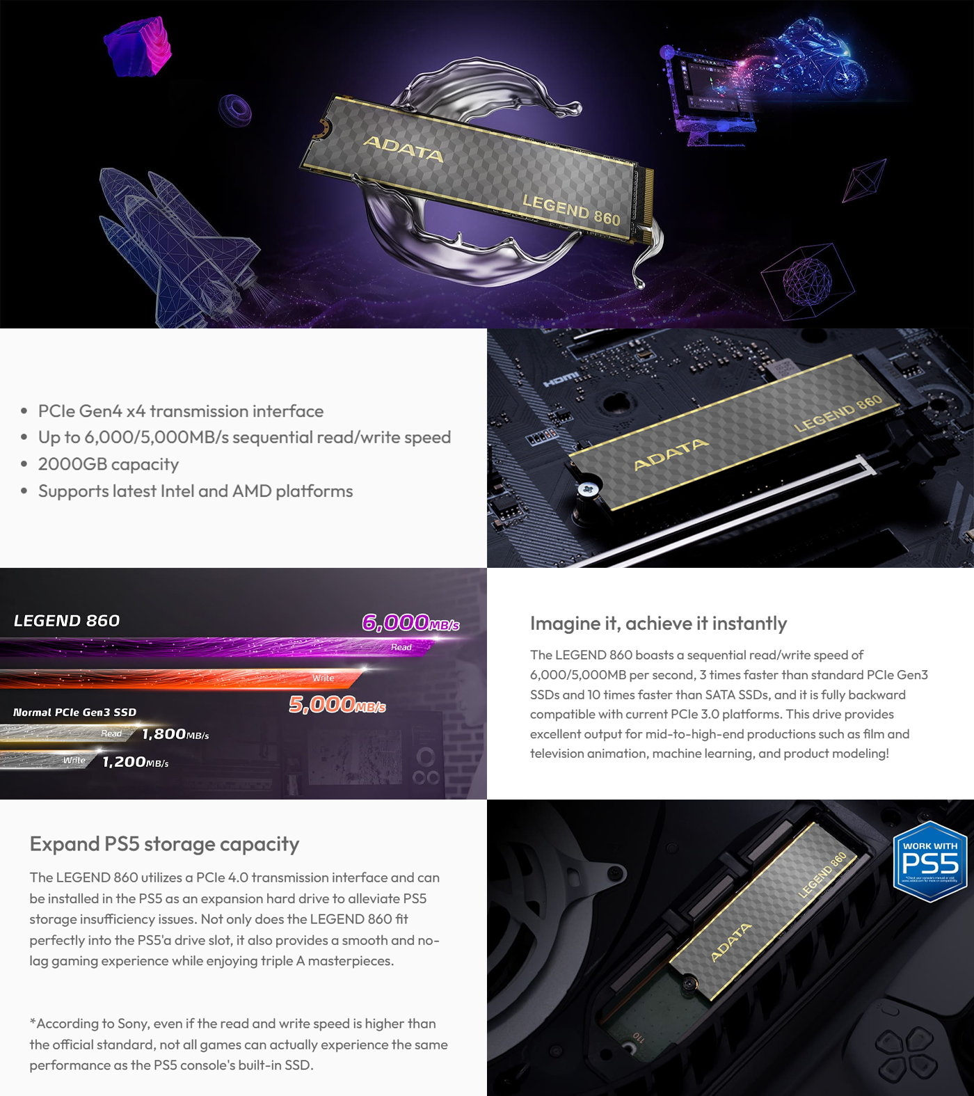 Adata Legend 860 500GB SSD M.2 PCIe Gen4 x4 M.2 2280