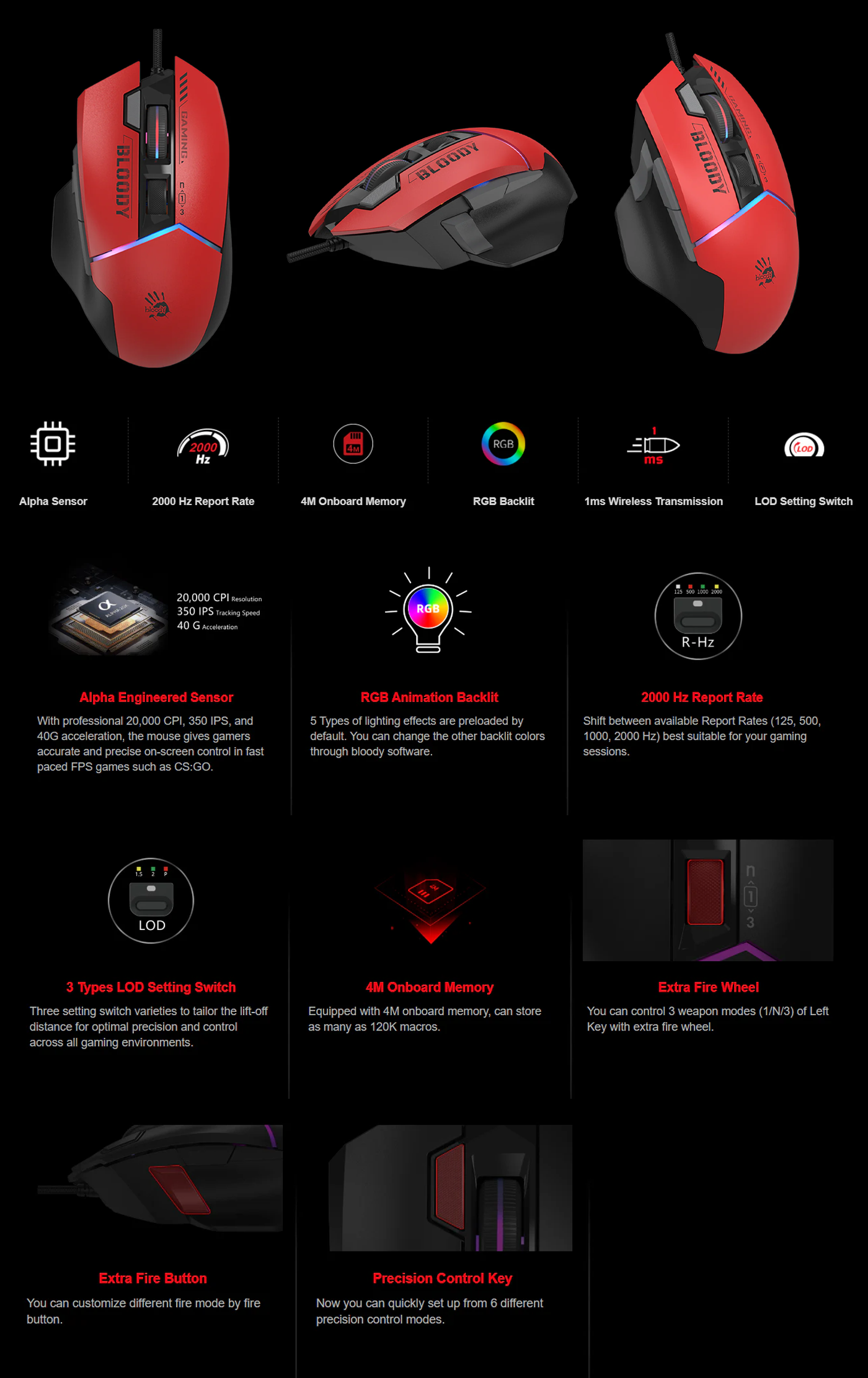 BLOODY MOUSE W95 ULTRA SPORTS RED