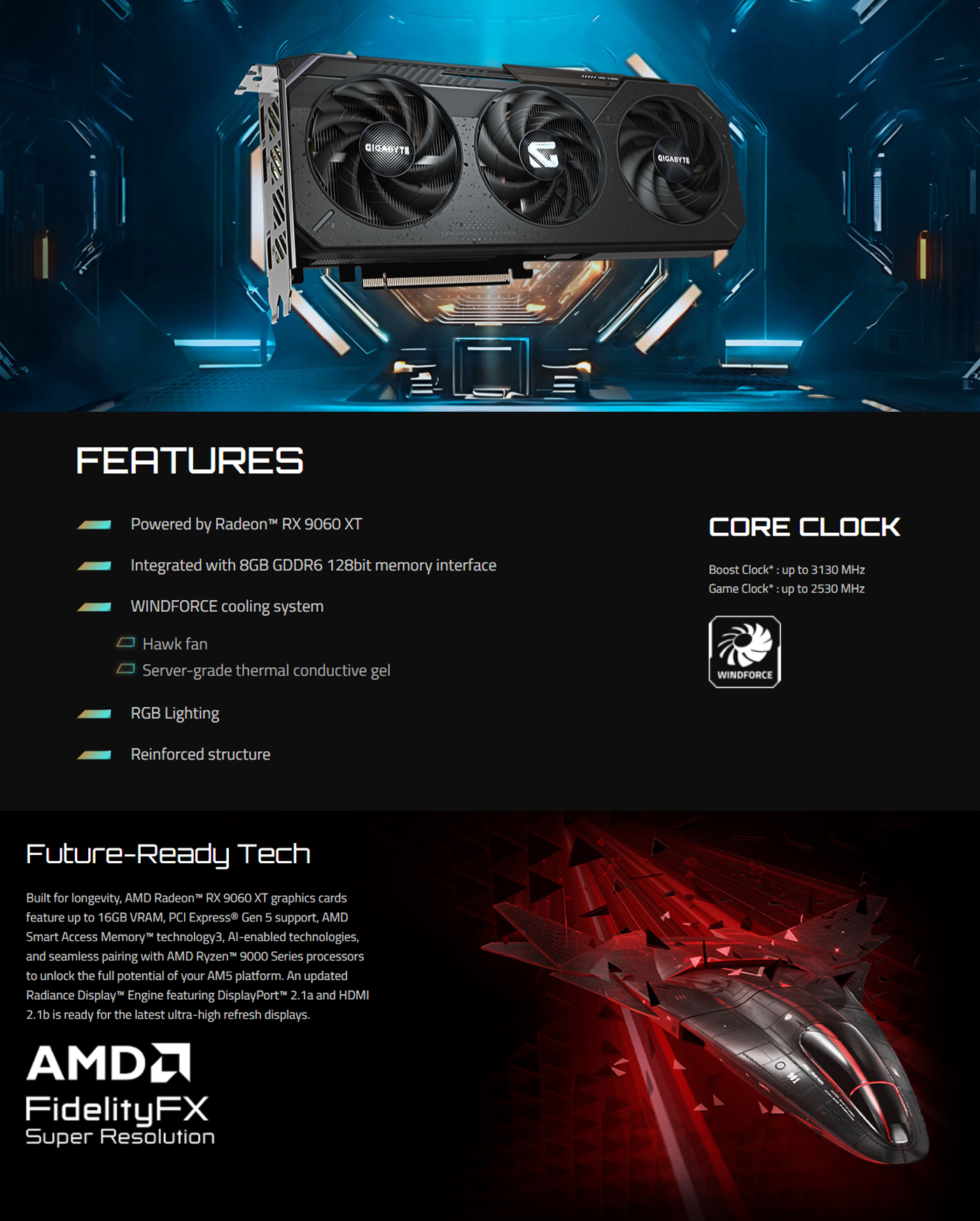 GIGABYTE Radeon™ RX 9060 XT GAMING 8G Graphics Card