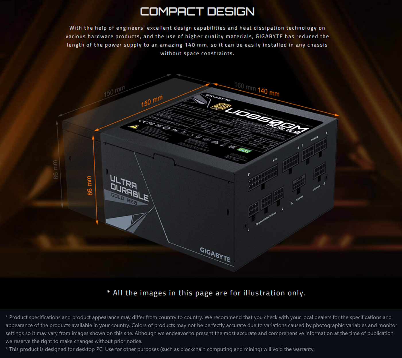 GIGABYTE UD850GM PG5 850W 80 Plus GOLD Full Modular Power Supply
