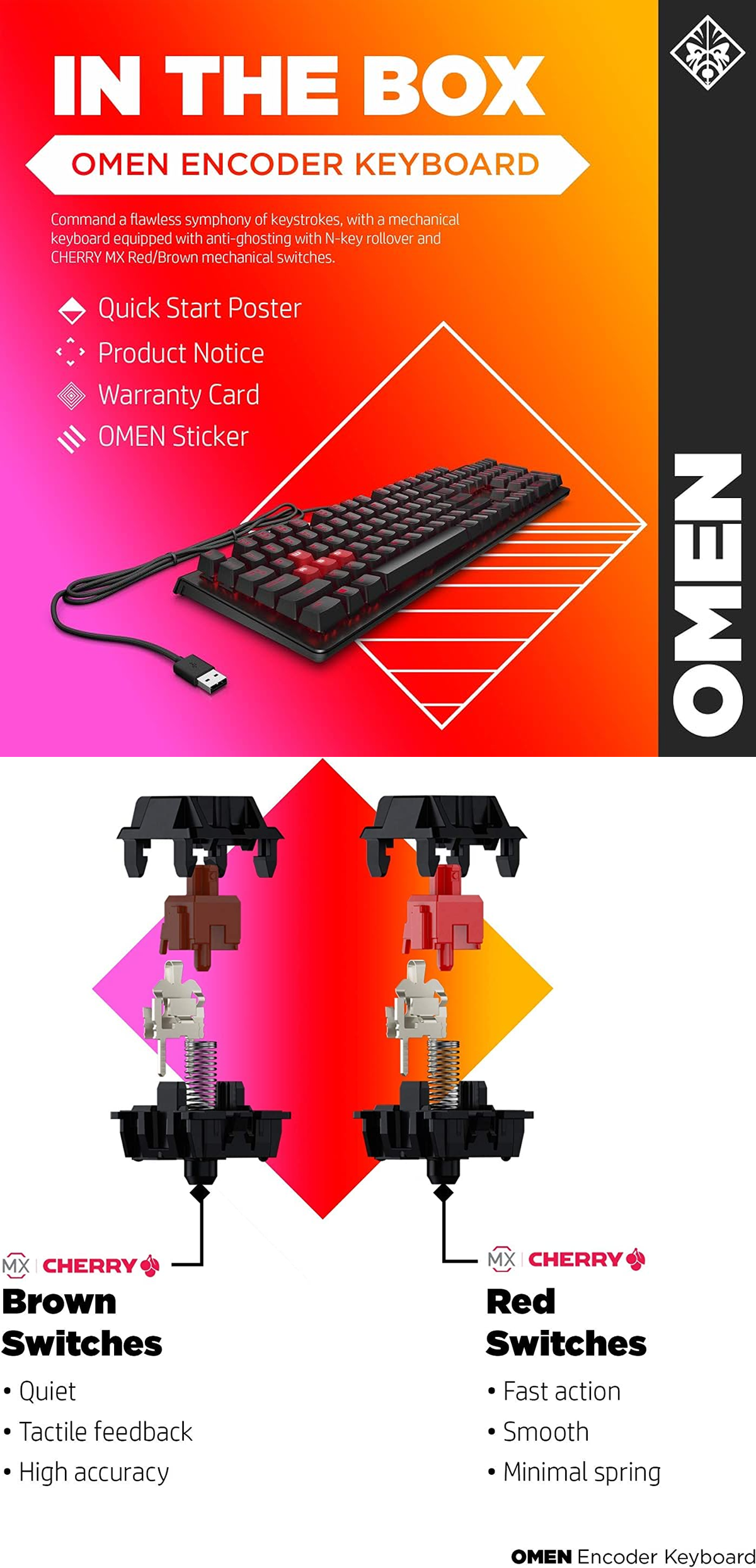 HP OMEN ENCODER MECHANICAL KEYBOARD CHERRY MX RED