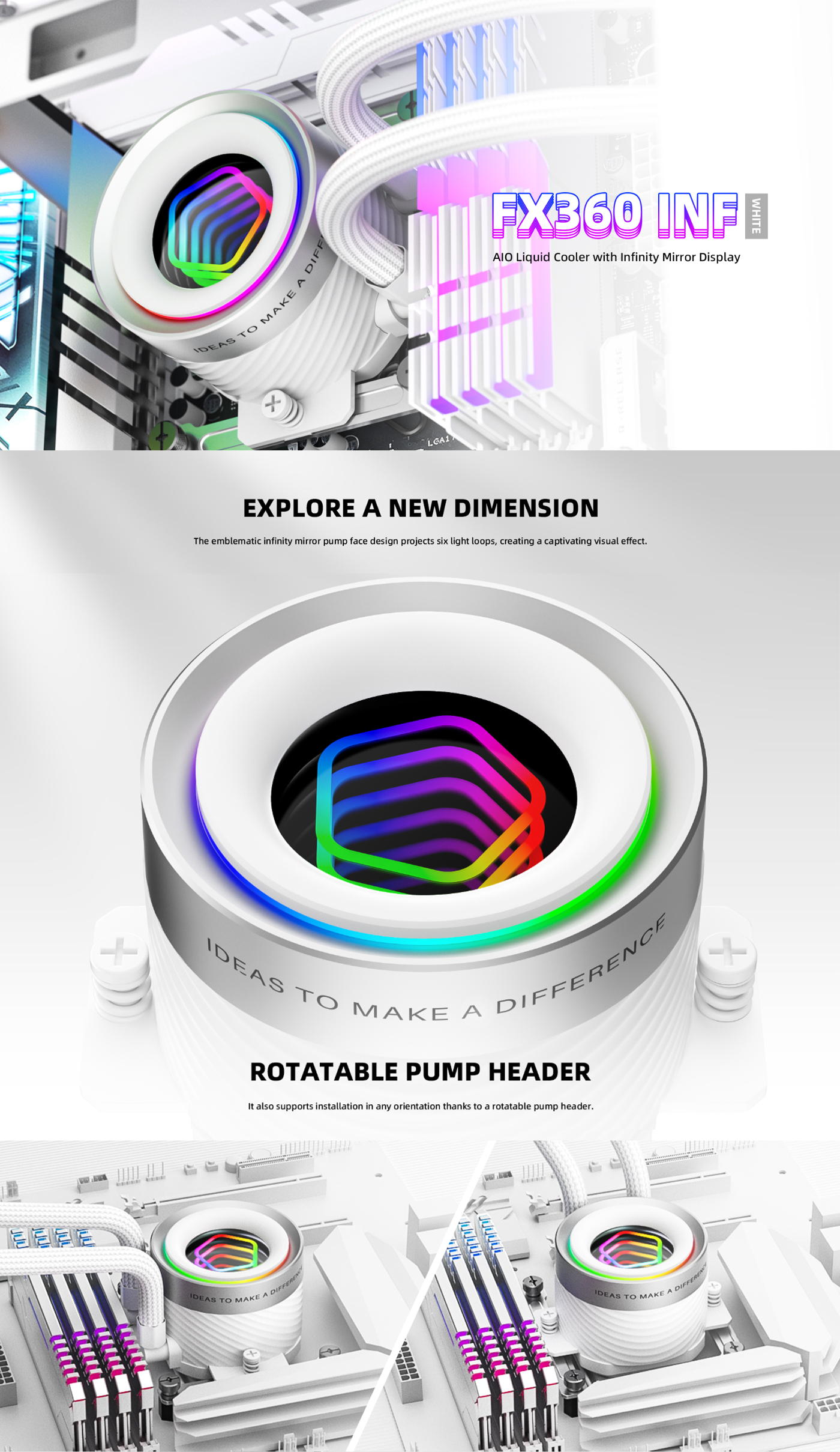 ID-COOLING LIQUID COOLER 360MM INF WHITE FX360 ARGB