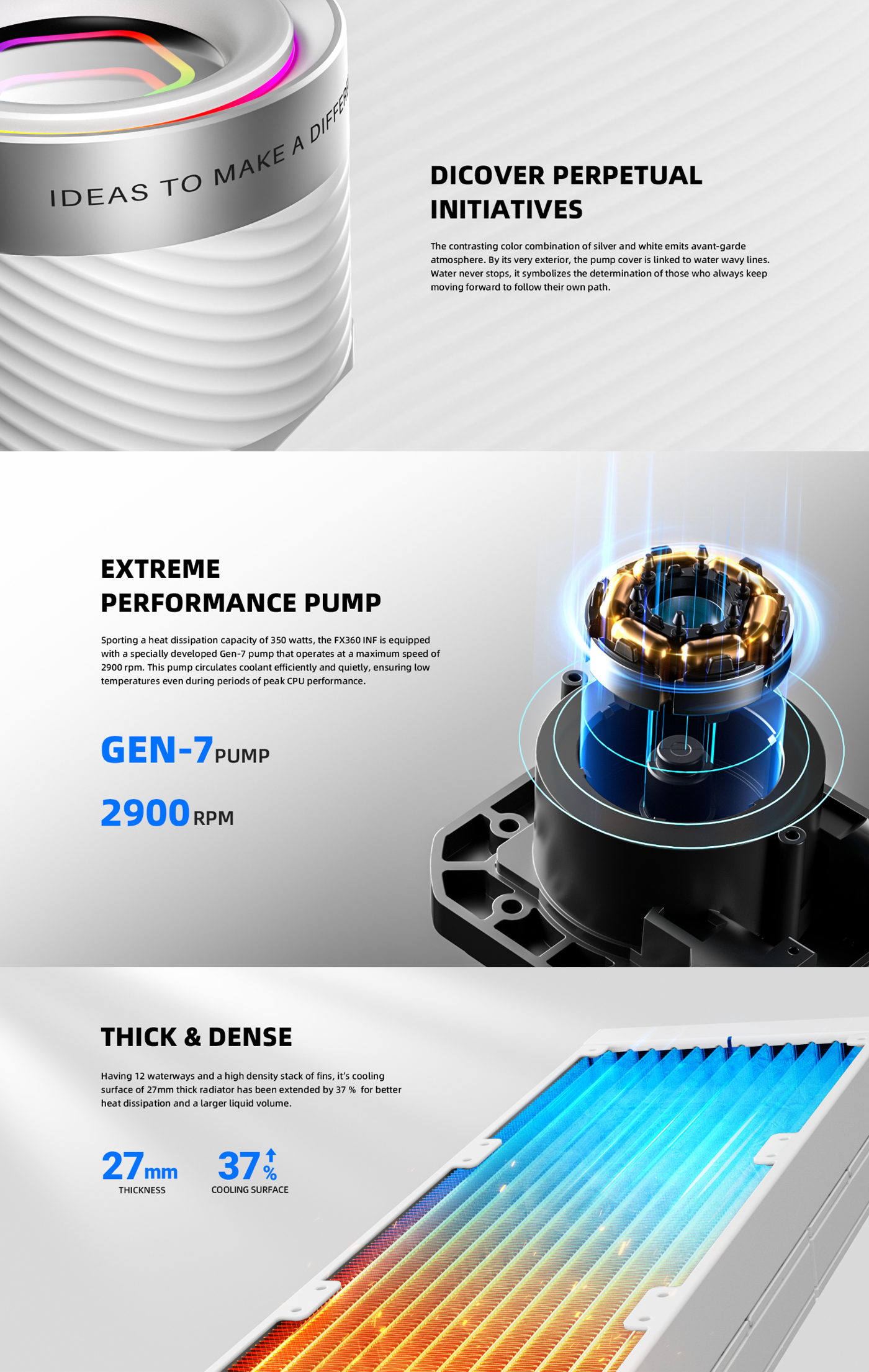 ID-COOLING LIQUID COOLER 360MM INF WHITE FX360 ARGB