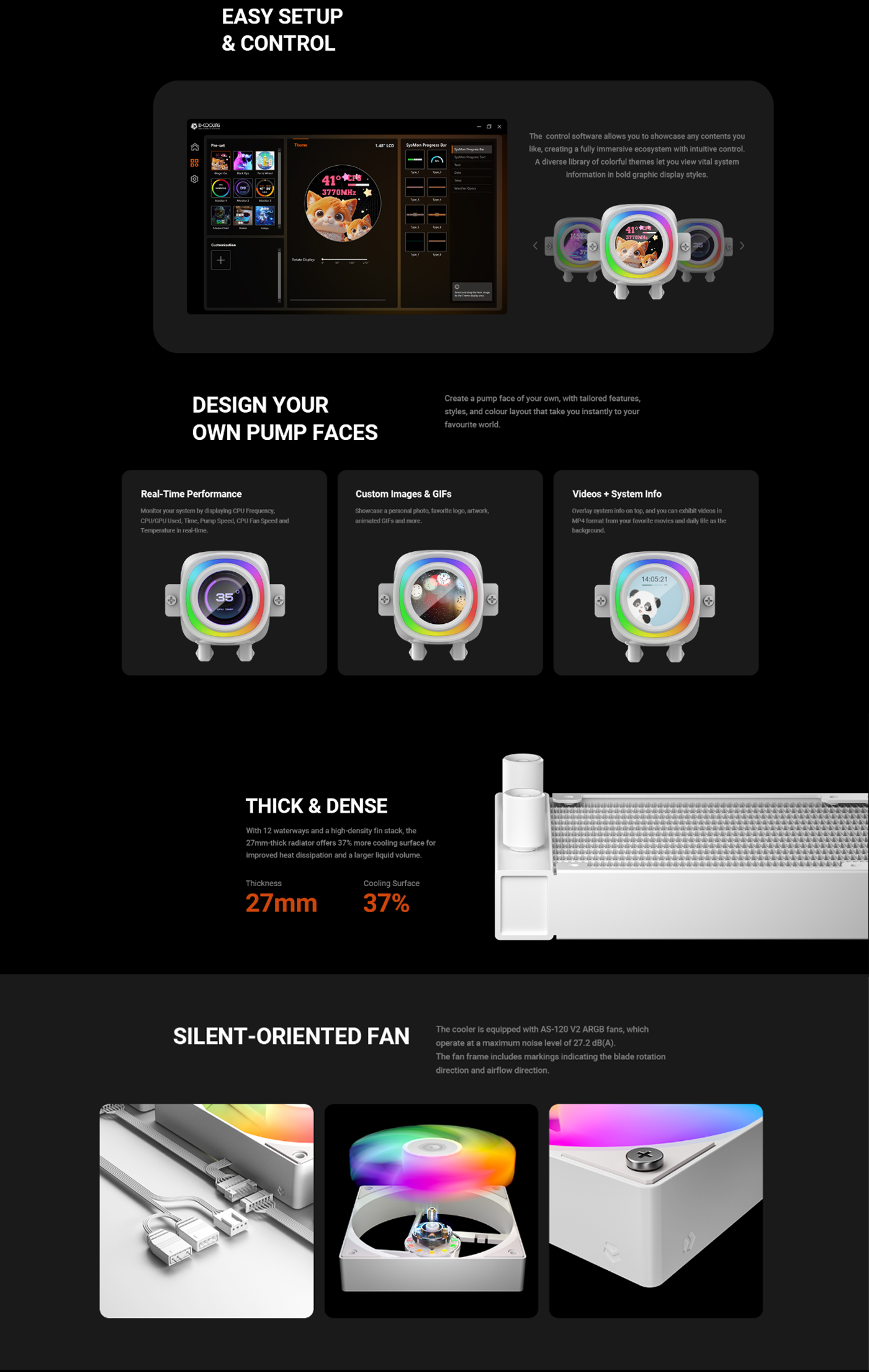 ID-COOLING FX360 LCD Liquid Cooler - White