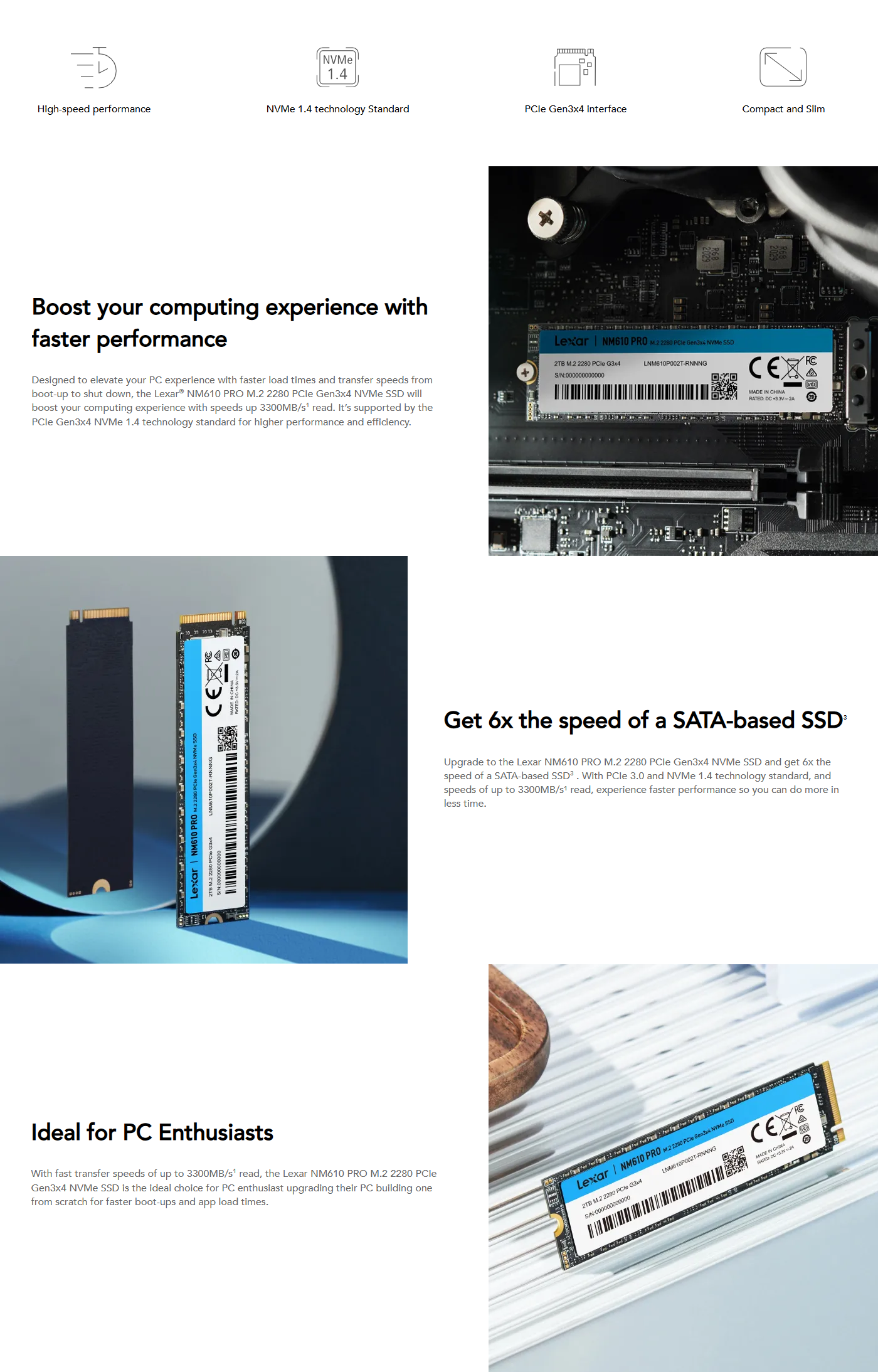 Lexar® NM610PRO M.2 2280 PCIe Gen3x4 NVMe SSD