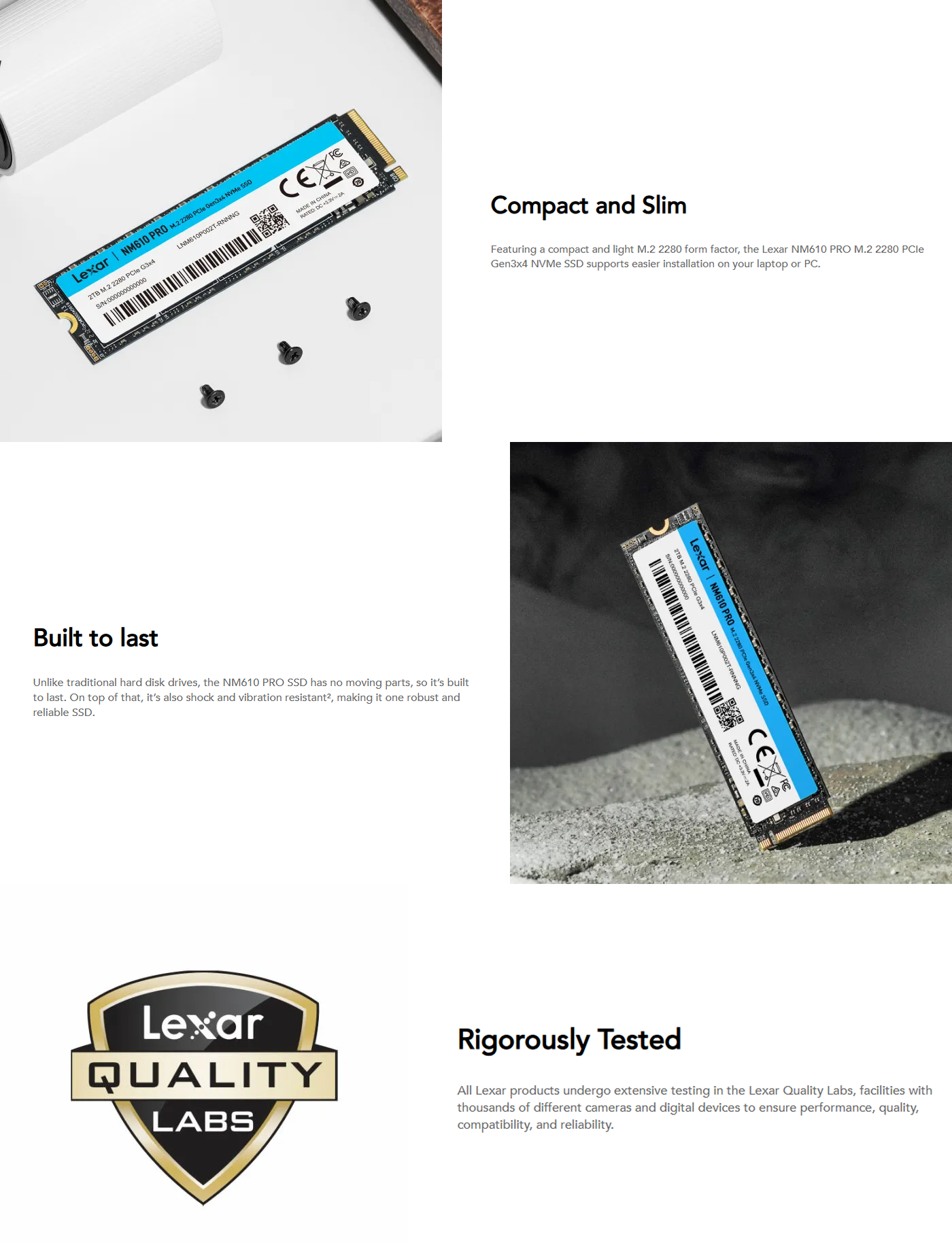 Lexar® NM610PRO M.2 2280 PCIe Gen3x4 NVMe SSD