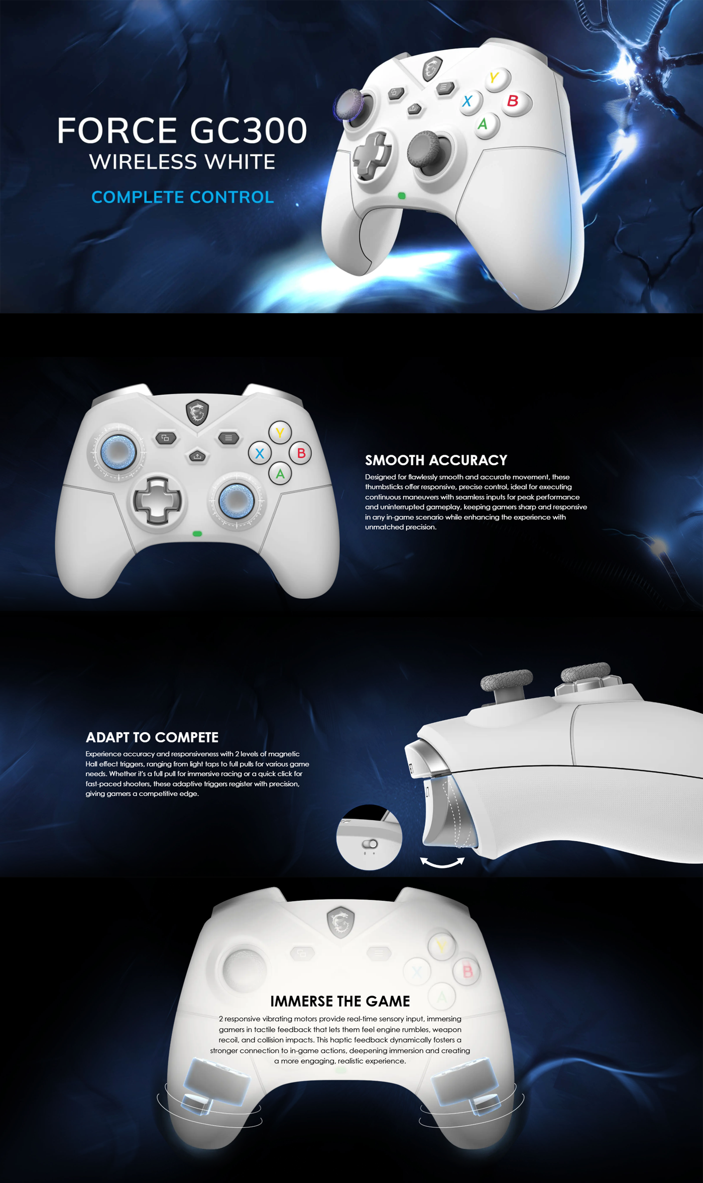 MSI FORCE GC 300 W GAMEPAD WIRELESS WHITE