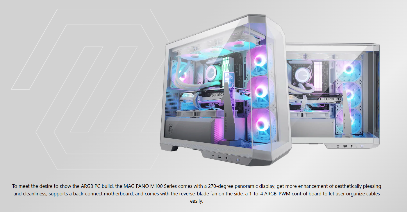 MSI MAG PANO M100R PZ White Micro-ATX PC Case