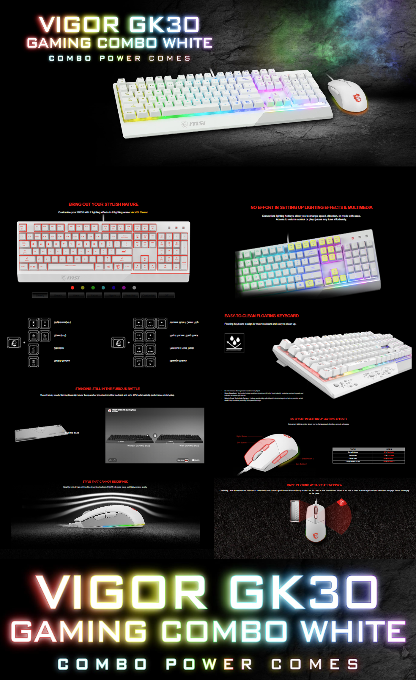 MSI VIGOR GK 30 COMBO WHITE