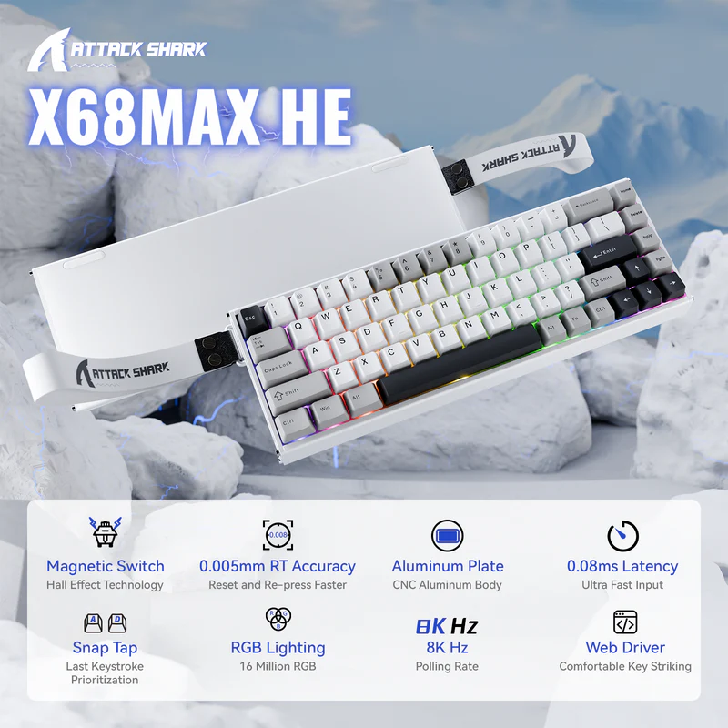 ATTACK SHARK X68MAX HE Rapid Trigger Aluminum Magnetic Switch Keyboard
