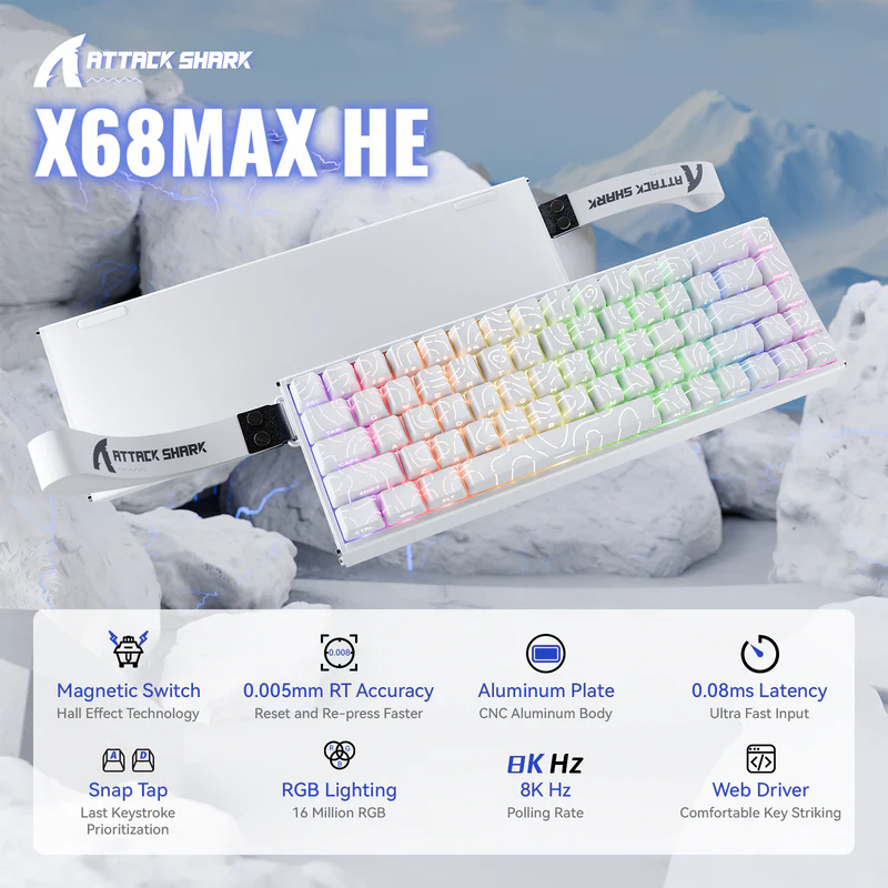 ATTACK SHARK X68MAX HE Rapid Trigger Aluminum Magnetic Switch Keyboard