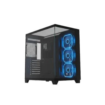 GFury Mighty GF-300 Tempered Glass Mid-Tower ATX Gaming Case – Black (3x ARGB Fans)