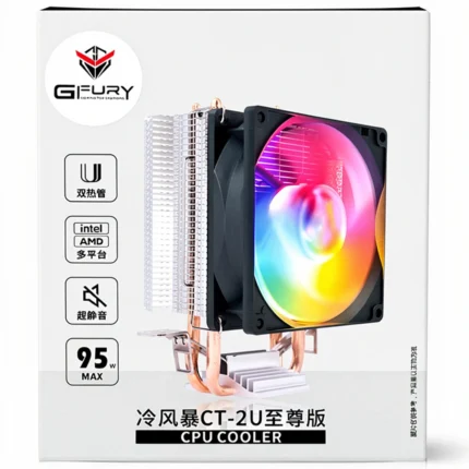 GFURY CW11 NERO N-200 ARGB CPU Air Cooler – 120mm ARGB Fan, 2 Heat Pipes