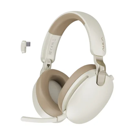 AULA A500 Tri-Mode Wireless Gaming Headset with ANC | Beige
