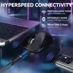 ATTACK SHARK X3 MAX PAW3950 Wireless Gaming Mouse - BLACK - Image 6