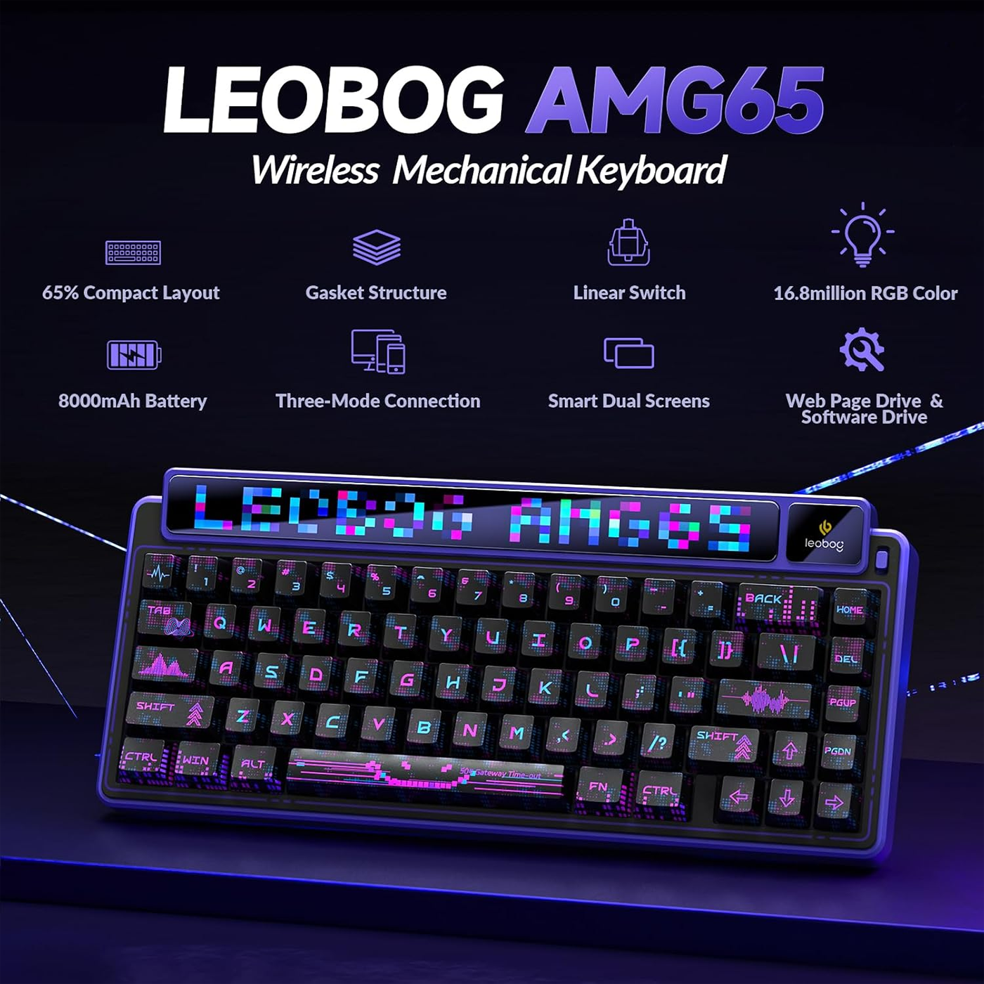 AULA-LEOBOG AMG65 Dual Screen Gasket Mechanical Keyboard