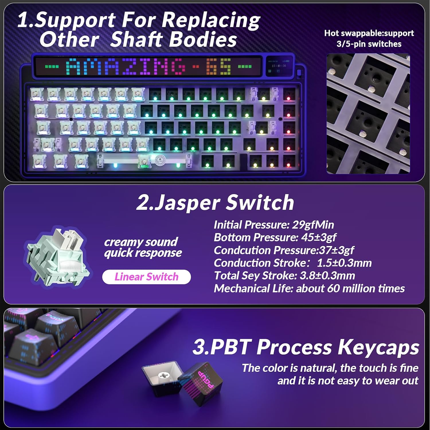 AULA-LEOBOG AMG65 Dual Screen Gasket Mechanical Keyboard