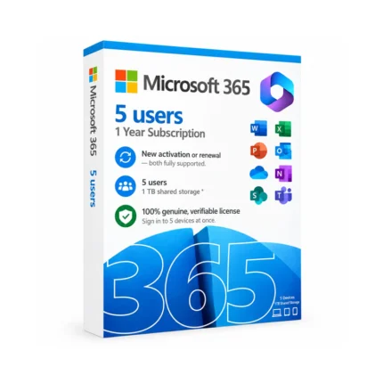 MS Office 365 5 Users 1 Year Subscription Account