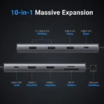 UGREEN 10in1 TYPE-C TO 2x HDMI, 3x USB-A, 1x RJ45, SDTF, PD100W Adapter - Image 7