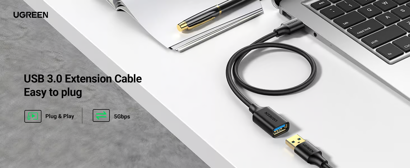 UGREEN 30127 USB 3.0 Extension Cable Male to Female (3 Meter) Gold Plated