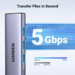 UGREEN USB-C To HDMI + 3xUSB 3.0 A + PD Power Converter - Image 2