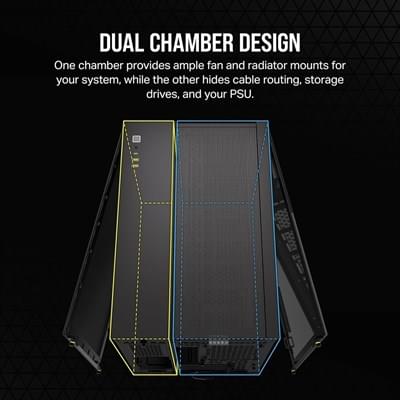 Corsair 2500D Airflow Mid-Tower Dual Chamber PC Case -Black - Image 2