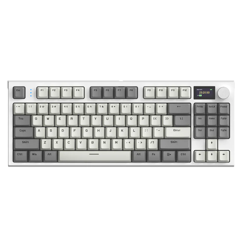 Attack Shark K86 Retro Gray Wireless Mechanical Keyboard with RGB, hot-swappable switches, and tri-mode connection.